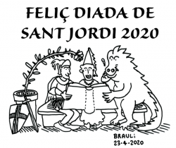 «Feliç Diada de Sant Jordi 2020» [Vinyeta de Brauli]