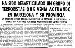 Notícia a la premsa sobre els detinguts del FAC el 1972