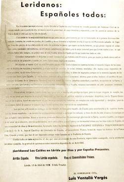 1938 L'exèrcit franquista ocupa la ciutat de Lleida