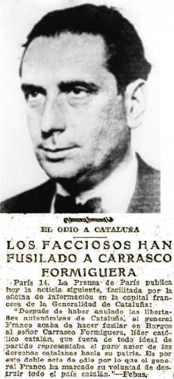 1938 Afusellament a Burgos del dirigent d'Unió Democràtica Carrasco i Formiguera