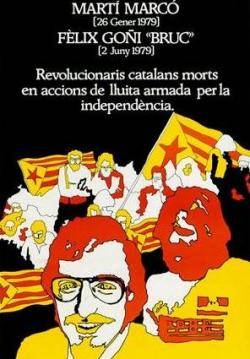 Cartell de les JRC que recordaven els lluitadors independentistes Martí Marcó i Fèlix Goñi