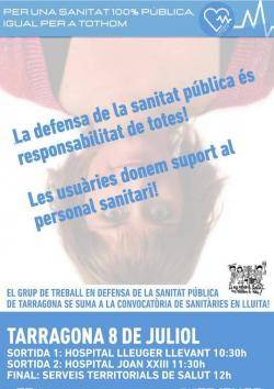 El Grup de Treball en Defensa de la Sanitat Pública de Tarragona se suma a les mobilitzacions de Sanitàries En Lluita