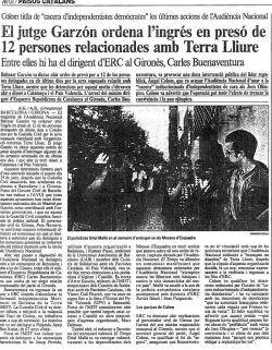 1992 Operació Garzón: més detencions d'independentistes arreu dels Països Catalans