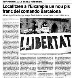 2001 La Guàrdia Civil deté la terrassenca Laura Riera, a qui acusen d'haver col.laborat amb ETA