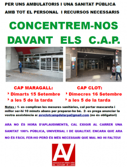 Concentracions als CAP del barri del Clot-Camp de l'Arpa de Barcelona