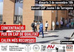 La CUP Tarragona crida a sumar-se a la mobilització veïnal per un increment de recursos al CAP Jaume I