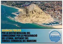 Denuncia pública per la gestió deslleial de Comissionat per la preservació del litoral depenent del Consell Comarcal del Maresme