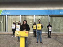 La Forja i el SEPC participen a la roda de premsa de la CUP, on les joves i estudiants han posat de manifest les dificultats per accedir a una feina i un habitatge digne.