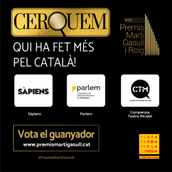 Sàpiens, Parlem i la Companyia Teatre Micalet són els tres finalistes dels VIII Premis Martí Gasull i Roig
