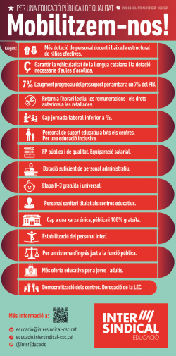 Darrera campanya de la Sectorial d'Educació del sindicat independentista: "Per una educació pública i de qualitat, mobilitzem-nos!"