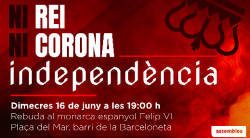 Convoquen una concentració contra la visita de Felip VI a Barcelona 