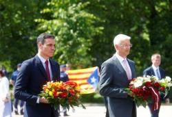 L'estelada a Letònia durant la visita oficial de Pedro Sánchez