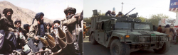 Entrada dels talibans a Kabul l'any 1996 (esquerra) i l'any 2021 (dreta)