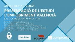 Presentació en el Senat espanyol d'un informe sobre l'empobriment valencià