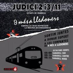 Concentració als Jutjats de Manresa en suport dels 9 de Lledorners