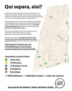 El veïnat del barri Gòtic de Barcelona denuncien la manca de contenidors de recollida selectiva