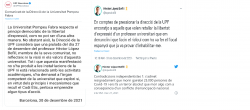 Piulades d'aquesta setmana d'Hèctor López Bofill i l'UPF. (Imatges extretes de Twitter)