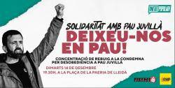 Convocada una concentració a la Paeria de Lleida en suport del diputat Pau Juvillà