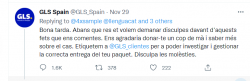 Poques hores després de que es fes públic l'incident l'empresa GLS es va disculpar via Twitter per l'actuació del repartidor. 