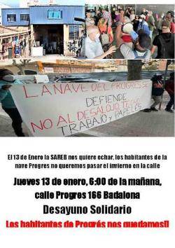 Mobilització veïnal per evitar el desallotjament de la nau del carrer Progrés de Badalona