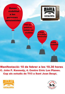 La Marea pensionista es concentra davant de TV3 per demanar la visualització del col·lectiu