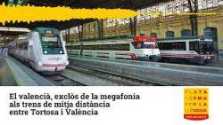 Els trens regionals de Renfe exclouen el valencià de la megafonia