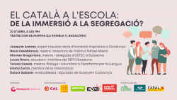 Guanyem Catalunya impulsa un debat públic a Badalona sobre "El català a l'escola: de la immersió a la segregació?"
