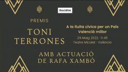 La plataforma Decidim lliura el proper diumenge els Premis Toni Terrones, a la lluita cívica per un País Valencià millor