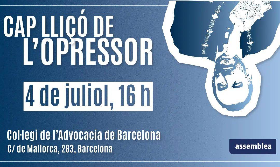 L'ANC i Òmnium han convocat per dilluns 4 de juliol a les 16 hores una concentració contra la visita del jutge Marchena al Col·legi de l’Advocacia de Barcelona  (Carrer de Mallorca, 283)