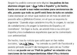 Edatv.news que afirma que la docent mallorquina "odia Espanya" perquè el seu perfil de Twitter està ple "de tuits en català". 