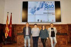 D'esquerra a dreta: Josep Ramon Domingo, regidor de Cultura de l'Ajuntament de Mollerussa, Estefania Rufach, vicepresidenta de l'IEI, Cristina Simón i Francesc Pla (Saó de Ponent). FOTO: IEI