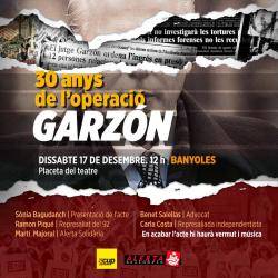 La CUP i Alerta Solidària organitzen un acte en motiu dels 30 anys de l’Operació Garzón