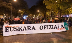 Concentració davant del Parlament de Nafarroa per exigir l'oficialitat de l'euskera