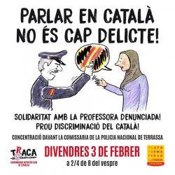 Campanya de solidaritat amb la professora de Terrassa vexada per parlar en català a comissaria