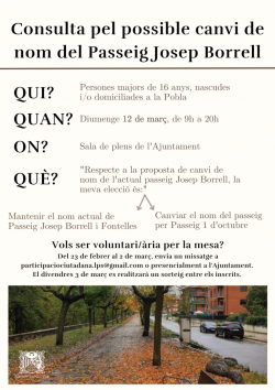 El proper dia 12 de març els veïns de la Pobla de Segur votaran en una consulta popular mantenir canviar el nom de passeig Josep Borrell per passeig 1 d'octubre