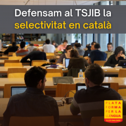Plataforma per la Llengua es persona al TSJIB per a defensar la selectivitat en català
