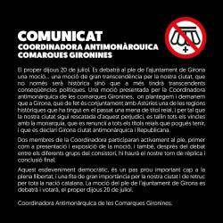 Comunicat de la Coordinadora Antimonàrquica de les Comarques Gironines