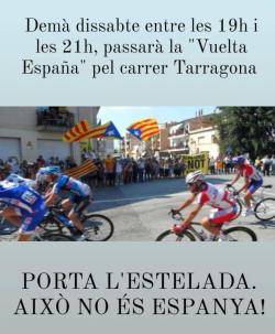 L'inici de la Vuelta a España a Barcelona ha comptat amb una protesta organitzada per l'Ateneu Independentista d'Hostafrancs - Espai Basset.