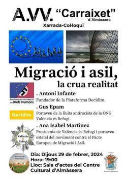 Conferència "Migració i asil, la crua realitat" a Almàssera