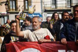 Avui (24/04/2024) a Santa Coloma de Farners la Coordinadora Antimonàrquica de les Comarques Gironines (CACG)  ha realitzat un acte de suport a 4 encausats antimonàrquics (Imatge: Joan Aureli Martí Boigues)