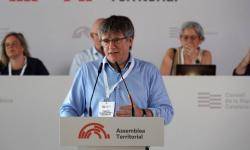 El President Carles Puigdemont, en una intervenció durant l'acte a Elna