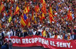 Salvador Illa a la manifestació amb els feixistes (octubre de 2017)