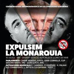 Cartell convocant a la manifestació antimonàrquica del dia 10 de juliol a Lloret de Mar.