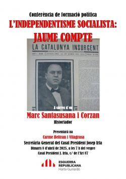 Una conferència sobre la història d'independentisme es realitzarà el proper dimarts 8 d'abril a les 7 del vespre al Casal President J.Irla (carrer de l'Art, 87) de Barcelona. 