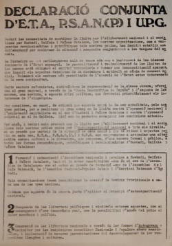 Declaració conjunta d'ETA, PSAN(P) i UPG per adherir-se  a la Carta de Brest