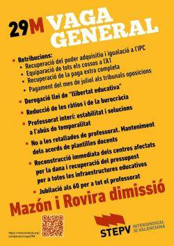 STEPV crida a la vaga general del 29 de maig