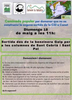 Caminada popular reivindicativa per reclamar que no es construeixi la segona sortida de la C32 a Canet, Sant Pol i Sant Cebrià