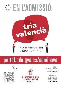 La Plataforma en Defensa de l?Ensenyament Públic anima les famílies a matricular en valencià