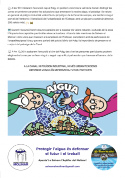 Mobilització ciutadana a Alcoi per protegir l?aigua del Molinar