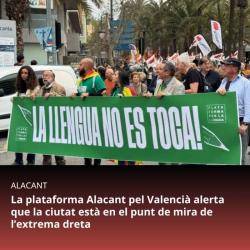 Denuncien que PP i Vox volen excloure la ciutat d'Alacant de l'àmbit lingüístic valencià